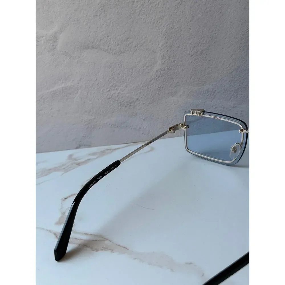NEW Off White Tampa Gold Blue Rimless Unisex Sunglasses